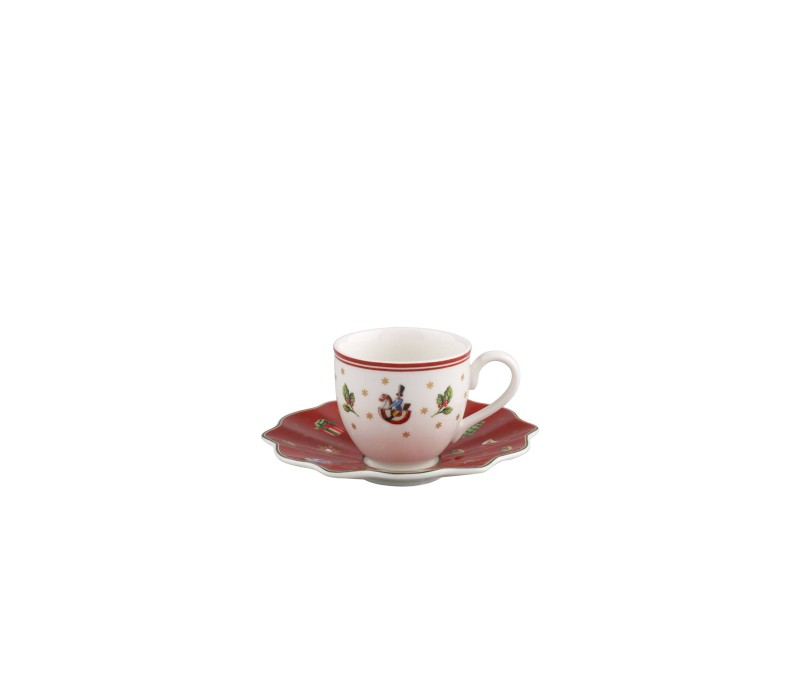Villeroy & Boch Toy's Delight Espressokop 0.2l wit met schotel rood