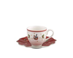Villeroy & Boch Toy's Delight Espressokop 0.2l wit met schotel rood thumbnail